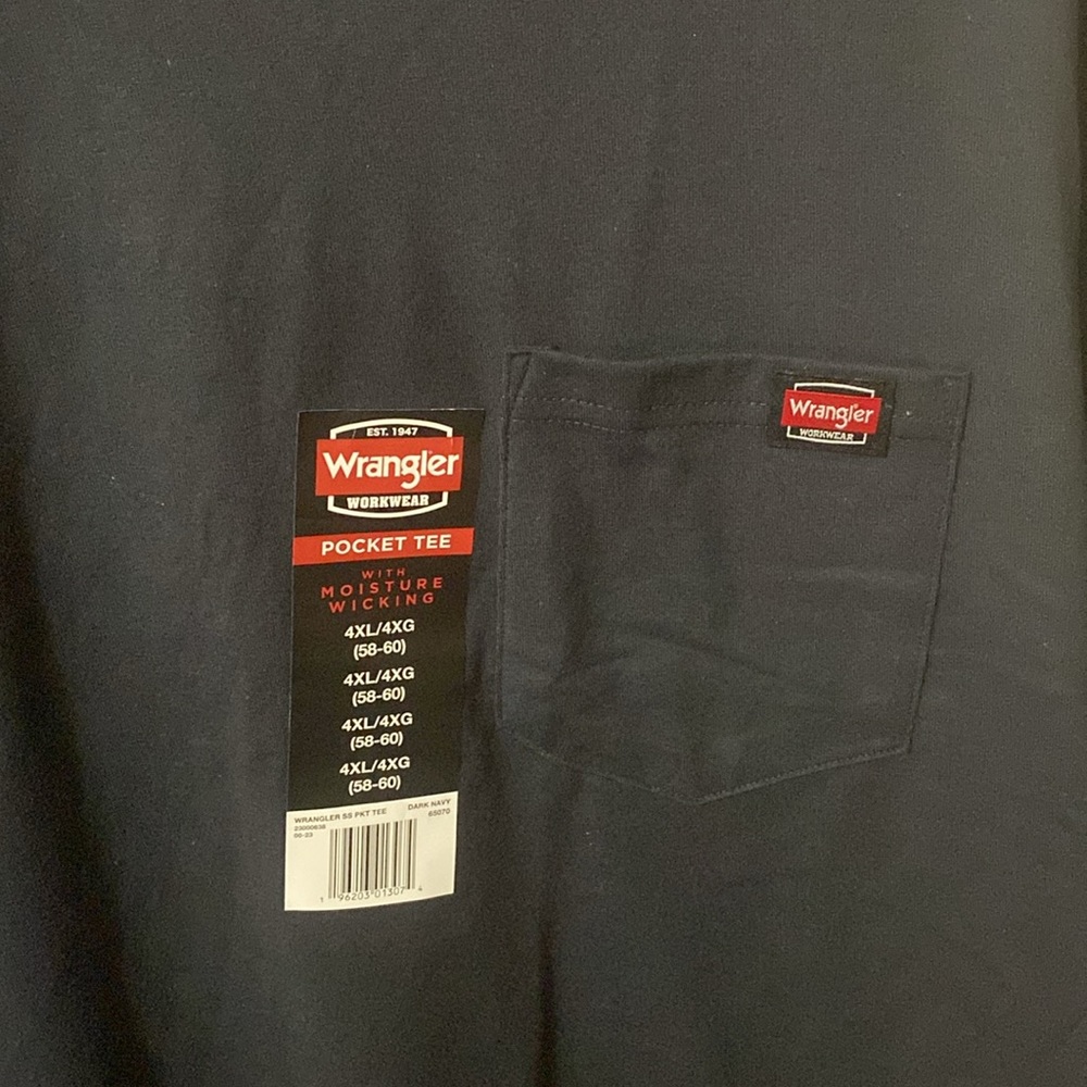 Wrangler Workwear men’s pocket tee shirt; size: 4XL/4XG(58-60) - Picture 2 of 2